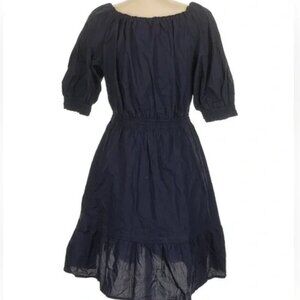 Gap Navy Blue Puff Sleeve Elastic Neck Dress L
